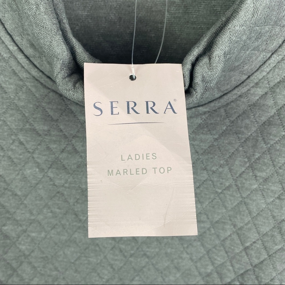 Serra Quilted Kangaroo Pocket Sweatshirt Women's Medium Marled Charcoal Gray NEW - Picture 9 of 10